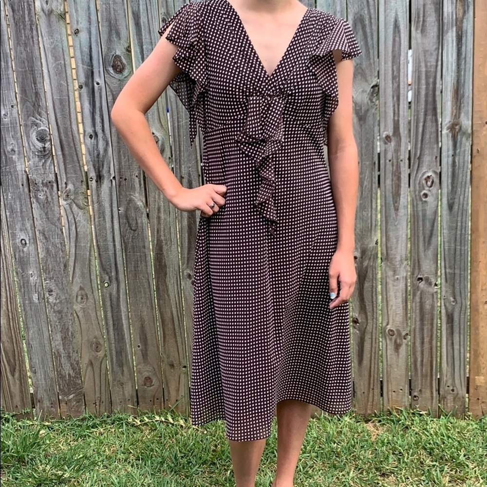 Brown polka dot dress